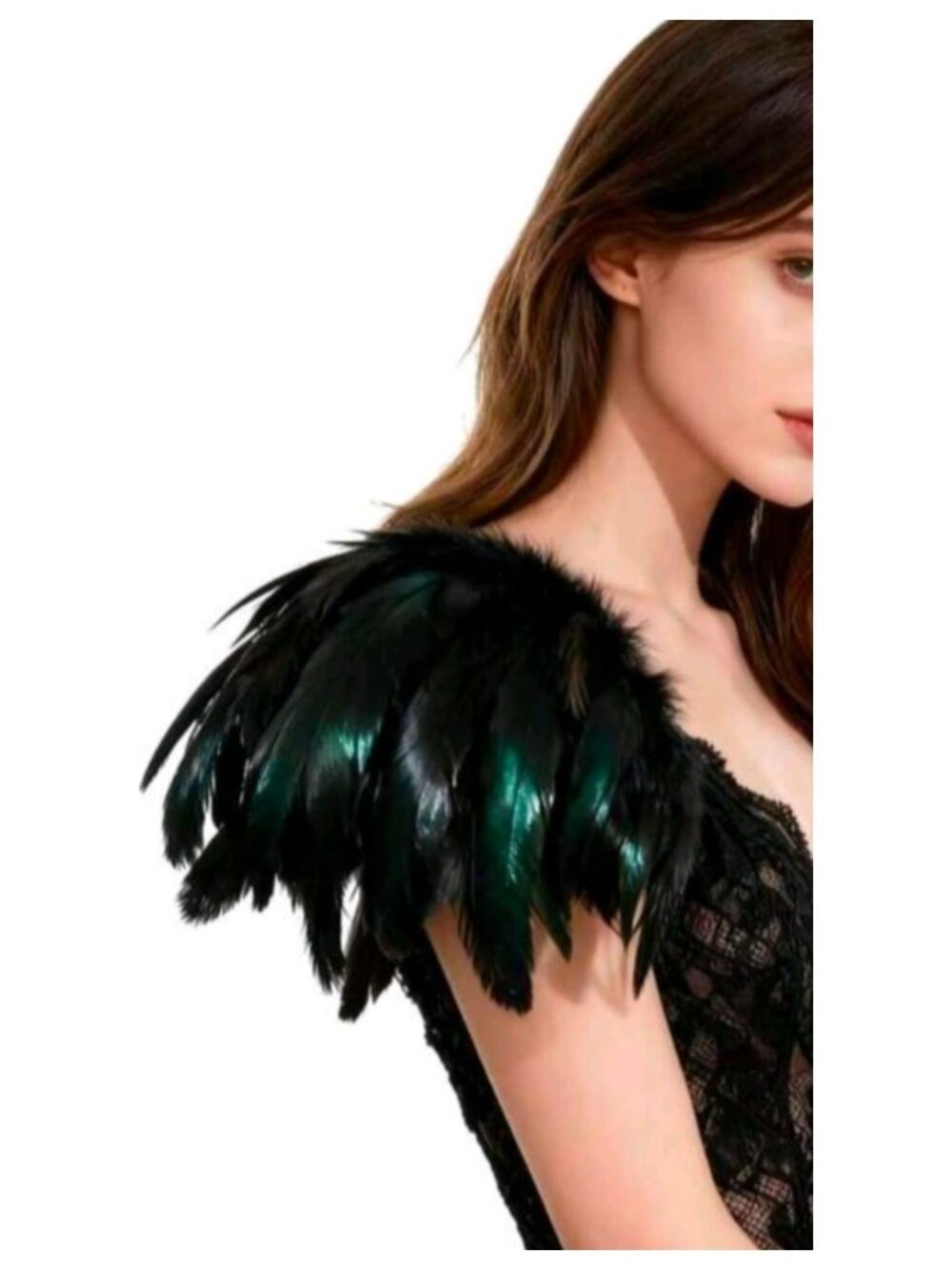L'VOW Gothic Natural Real Feather Epaulet Shrug Shoulder Strap For Cosplay NEW
